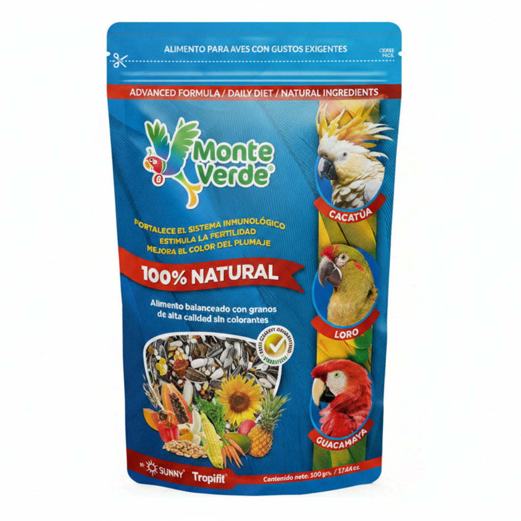 Alimento Monte Verde para Cacatúas, Loros y Guacamayas 500 g