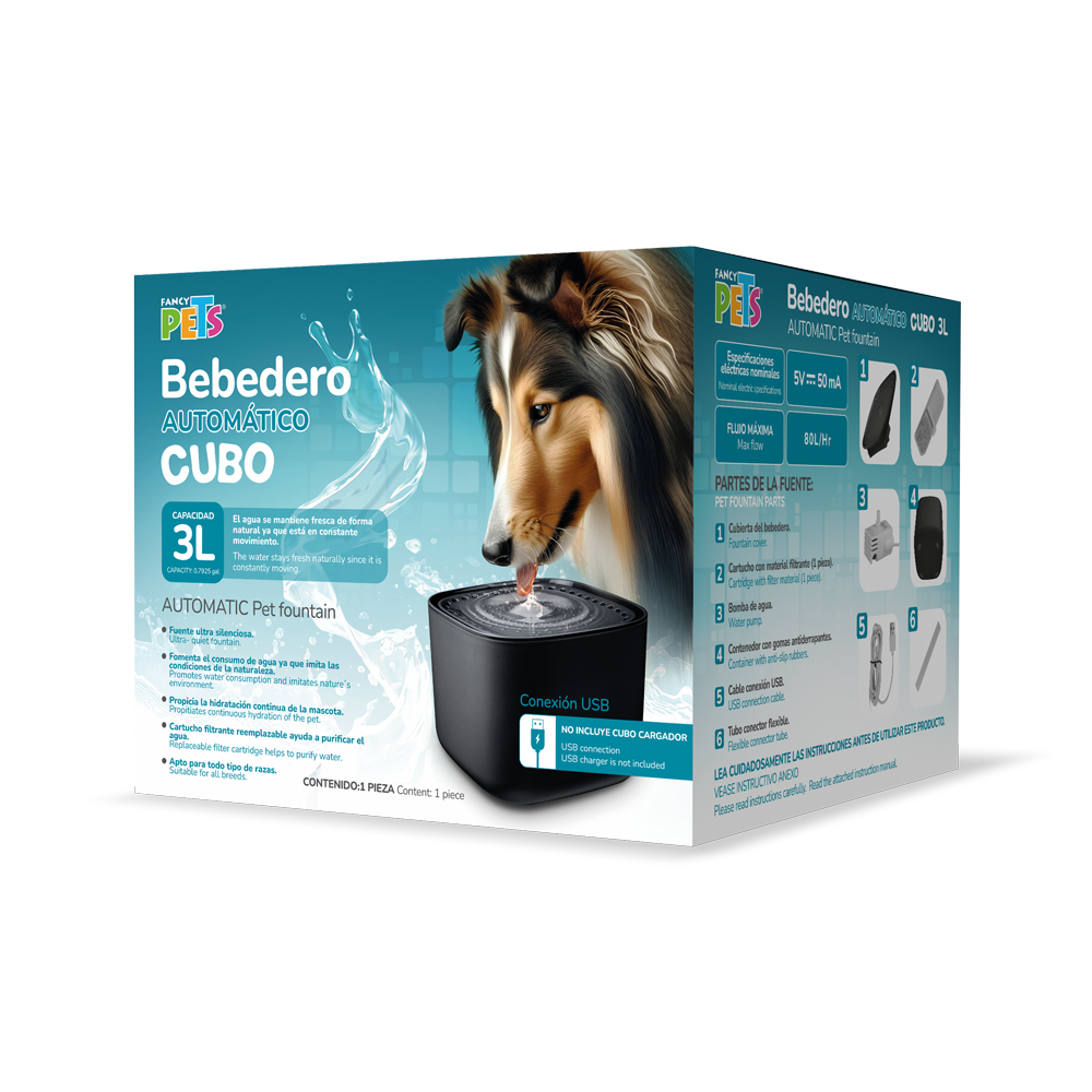 Bebedero Automático Tipo Fuente Cubo 3 L Fancy Pets
